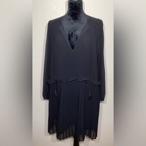 Rebecca Minkoff Black Ruffle Sheer Long Sleeve Dress Size Large